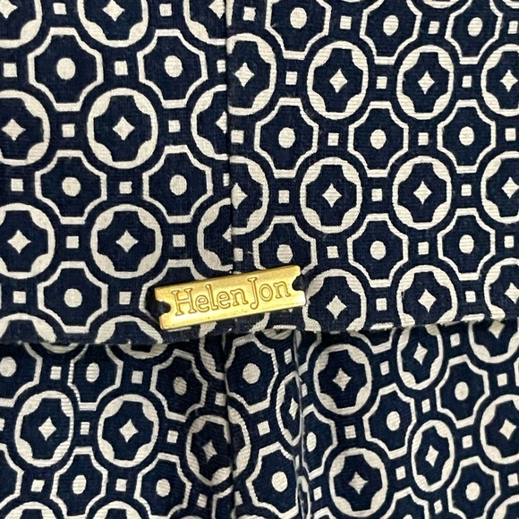 HELEN JON Navy and White Wide Leg Pants Fold Over Beach Pant Strech Small - Picture 6 of 10